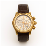 EBEL, roségouden herenpolshorloge, type 1911 BTR automatic chronograph, met zilverkleurige wijzerplaat voorzien van drie subwijzerplaten en datumaa… – kavel bij Venduhuis De Eland