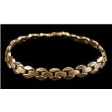 Gouden schakelarmband, 14-krt., met gematteerde schakels, 19 cm lang, 13,8 gram – kavel bij Veilinghuis Derksen