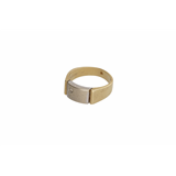 Een 14-kt bicolor gouden ring gezet met een diamant, Hollands gekeurd – kavel bij Veilinghuis Korendijk