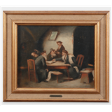 Hermann Werner (1816-1905), Een discussie over de Talmoed, gesigneerd (linksonder), olieverf op paneel, 27 x 31 cm – kavel bij Medusa Auctioneers