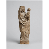 Een zandstenen sculptuur van een madonna met kind naar romaans voorbeeld – kavel bij Medusa Auctioneers