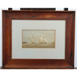 Engelse School, 19e eeuw, Schepen in een riviermonding, genummerd (No 84), rechtsonder), aquarel op papier, 14 x 25 cm – kavel bij Medusa Auctioneers