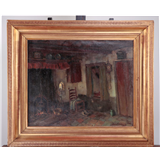 Johannes (Jos) Lussenburg (Enkhuizen 1889 - 1975 Nunspeet), Boereninterieur met schouw en bedstede, gesigneerd (rechtsonder), olieverf op doek, 60… – kavel bij Medusa Auctioneers