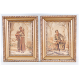 Franz Meerts (1836-1896),, Een houthakker in bij de schaft, en een houtsprokkelaarster, beiden gesigneerd "Franz Meerts", aquarel op papier, 26 x… – kavel bij Medusa Auctioneers