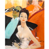 Jean Gabriel Domergue – Gala à L'Opéragesigneerd Jean Gabriel Domergue rechtsonderverso getiteld en voorzien van stempel olieverf op board41 x 33 cm – kavel bij Van Spengen