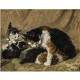 Henriëtte Ronner-Knip – Moederpoes met haar vijf kittensgesigneerd en gedateerd Henriette Ronner 94 rechtsbovenolieverf op doek43 x 55 cm – kavel bij Van Spengen