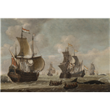 Johannes Becx (actief 1658-1686) – Hollandse schepen ter walvisvaartgemonogrammeerd J.B op rode vlag van het linkerschipolieverf op paneel58,2 x 83… – kavel bij Van Spengen