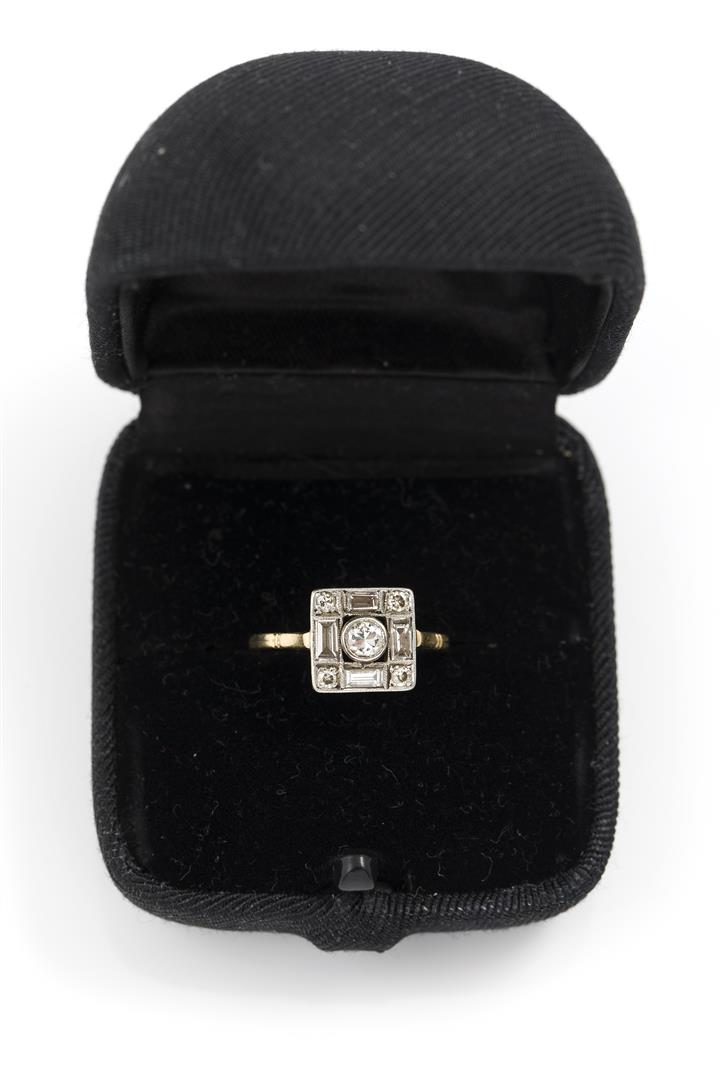 14 krt. gouden vierkante ring met 4 - auctions & price archive
