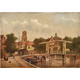 Oene Romkes de Jongh – Stadsgezicht Dordrechtolie op doek25 x 35 cmges – kavel bij Zuydwal Veilingen