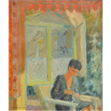 Bob Buys – De volière 1947olie op doek63 x 53 cmges – kavel bij Zuydwal Veilingen